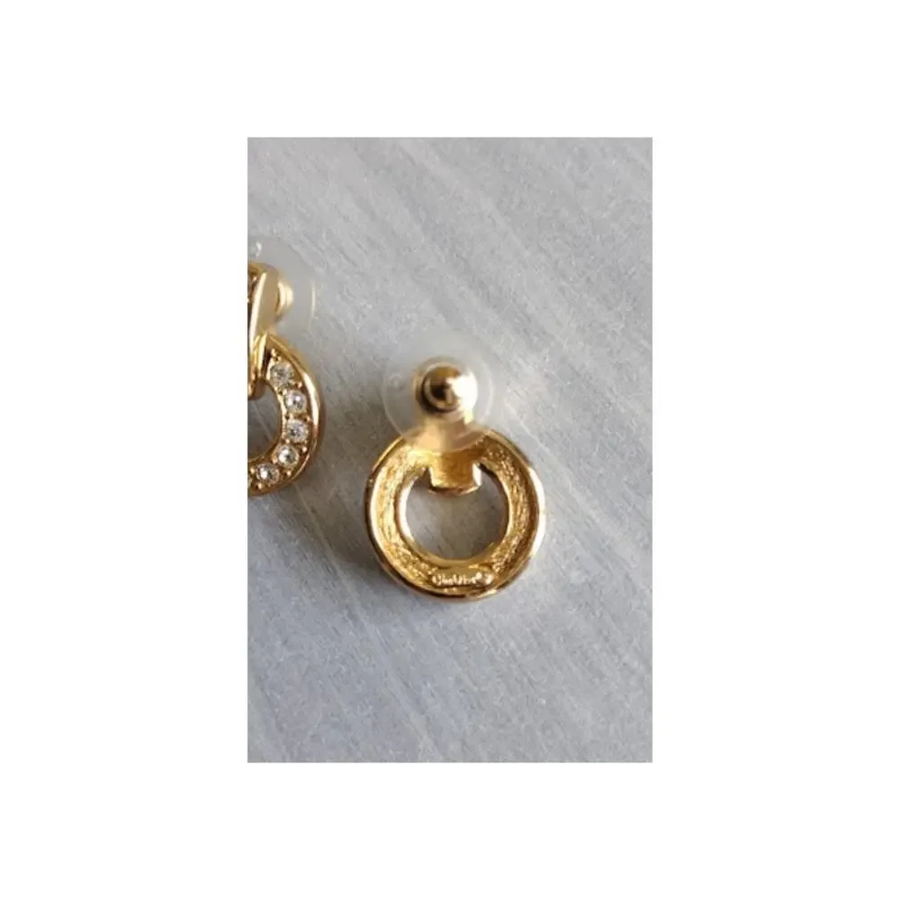 Christian Dior Goldtone & Rhinestone Post Earrings‎ with Rhinestones